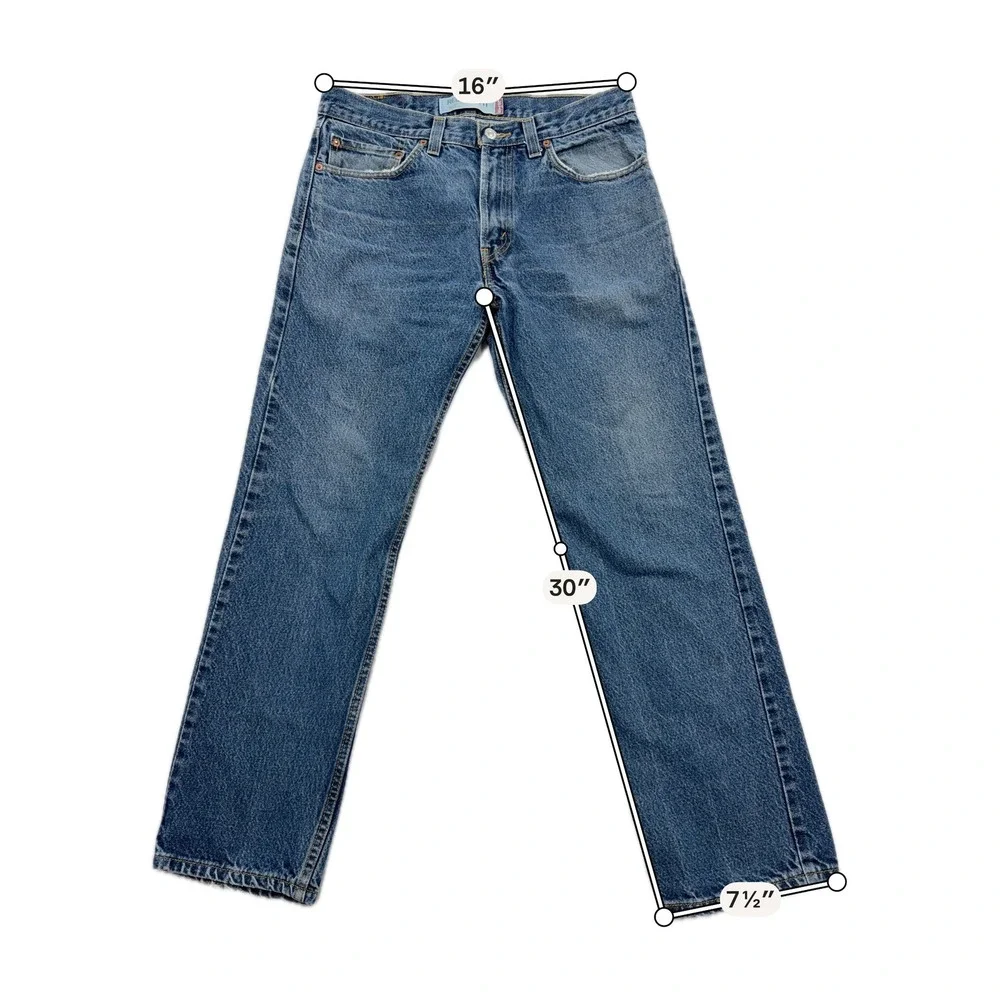 Y2K Levi's Jeans 505 Regular Fit Straight Leg Medium Wash Blue Mens W32 L30